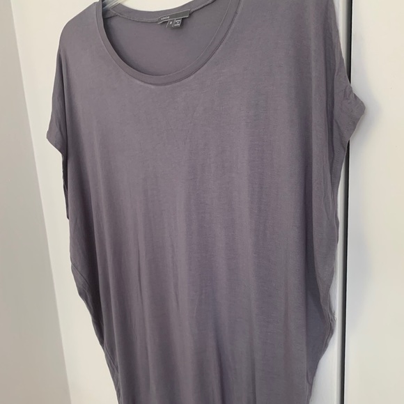 Vince Grey Long Oversized Slouchy Short Sleeve Tee - Picture 9 of 10